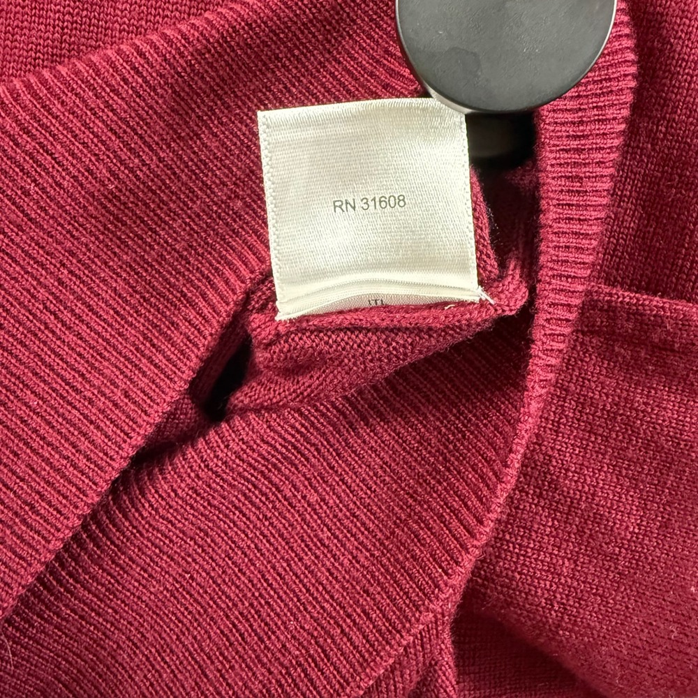 Jos A Bank V-Neck Sweater Large Burgandy 100% Merino Wool Traveler Pullover Red - Picture 5 of 7
